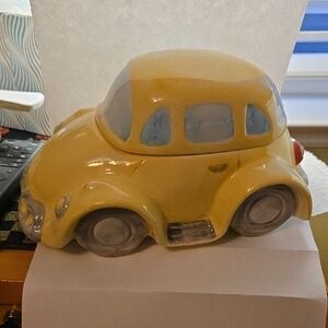 Yellow VW Vintage Ceramic Car Cookie Jar